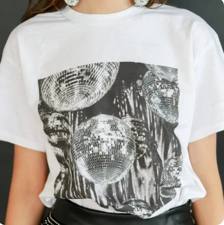 Verena - Vintage Aesthetics Disco Ball T-shirts til kvinde