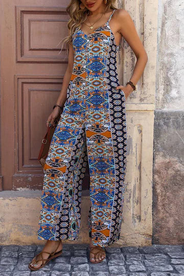 Helen - Ethic print V-hals cami jumpsuit