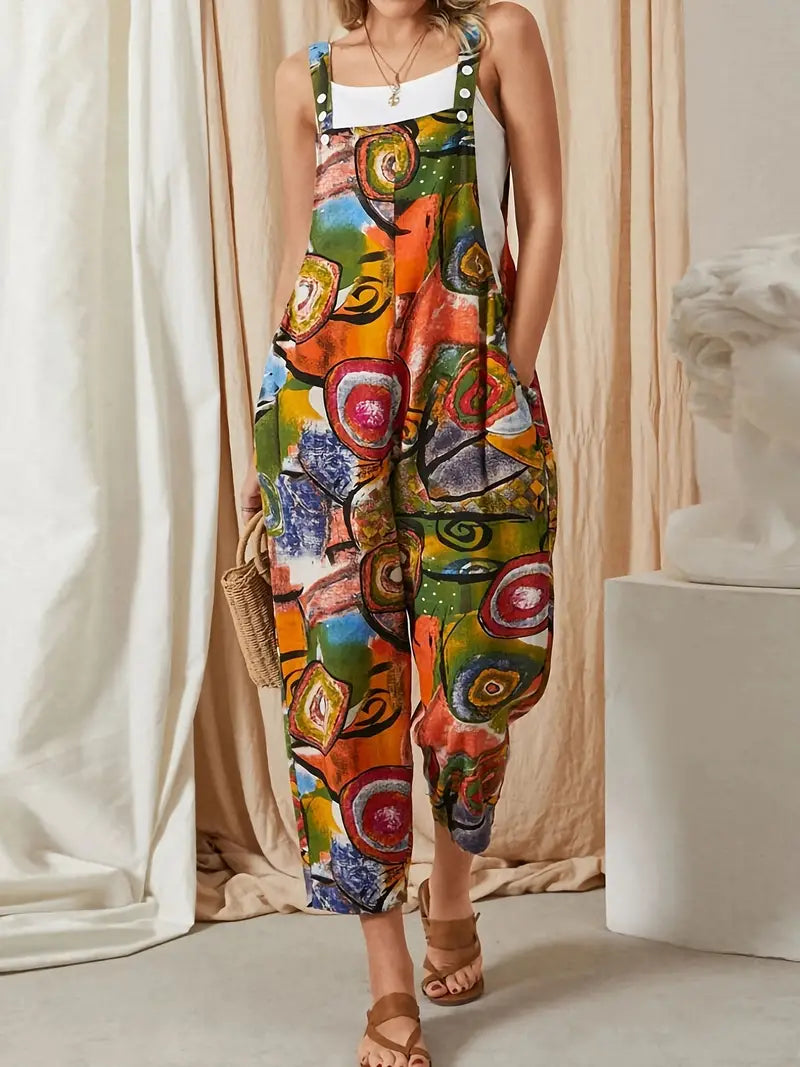 Lassie – Jumpsuit med abstrakt print, jumpsuit med knapper