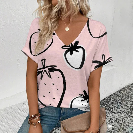 Annabel - Moderne t-shirt med frugtprint