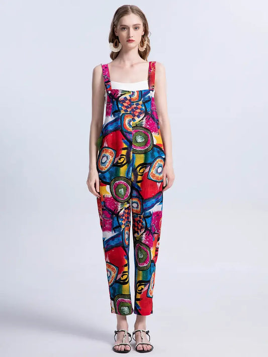 Lassie – Jumpsuit med abstrakt print, jumpsuit med knapper