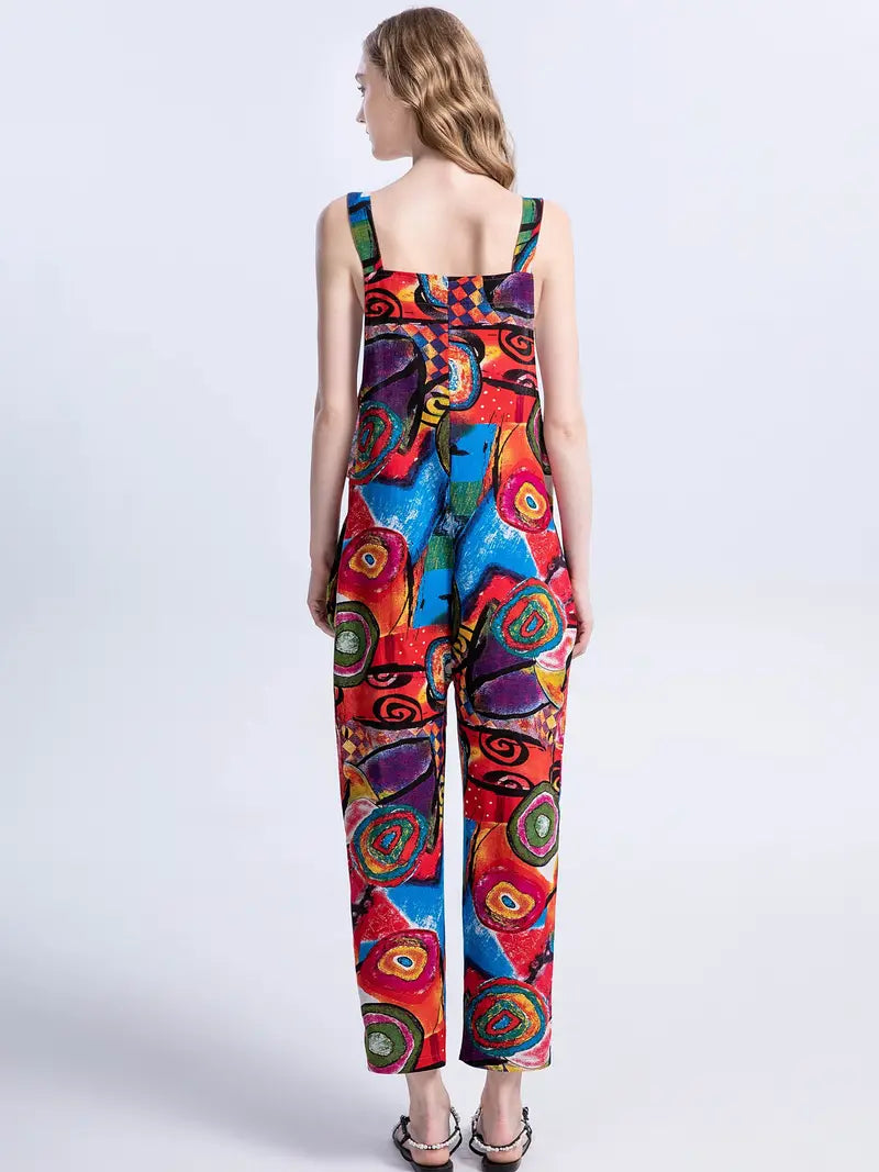 Lassie – Jumpsuit med abstrakt print, jumpsuit med knapper