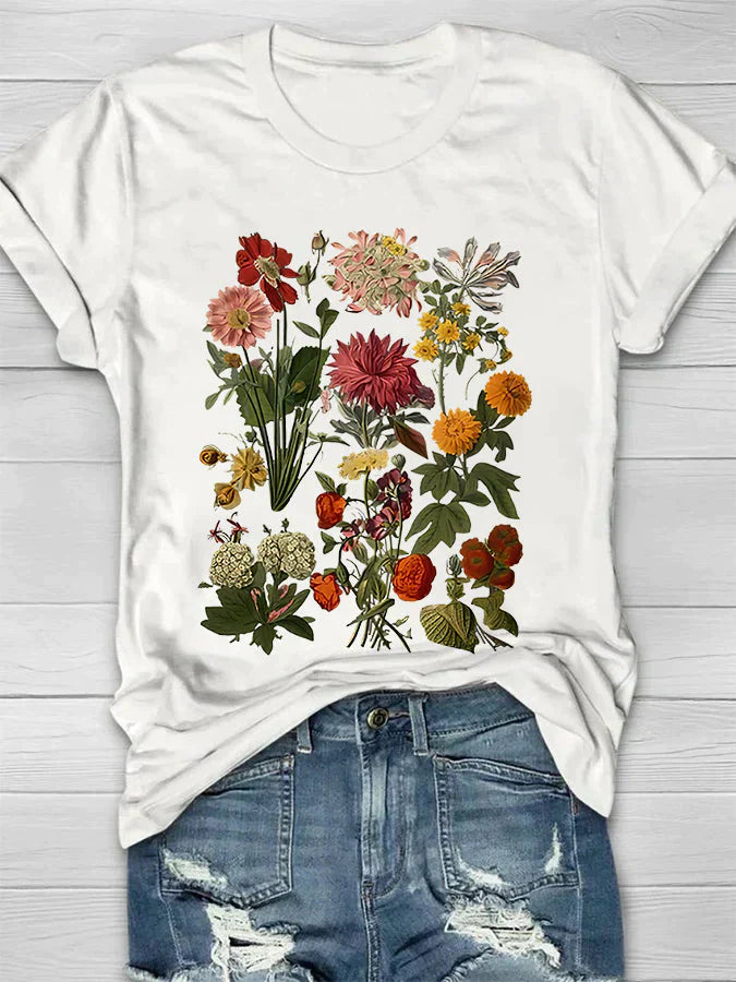 Briel - Dame-T-shirt med vintage-blomsterprint