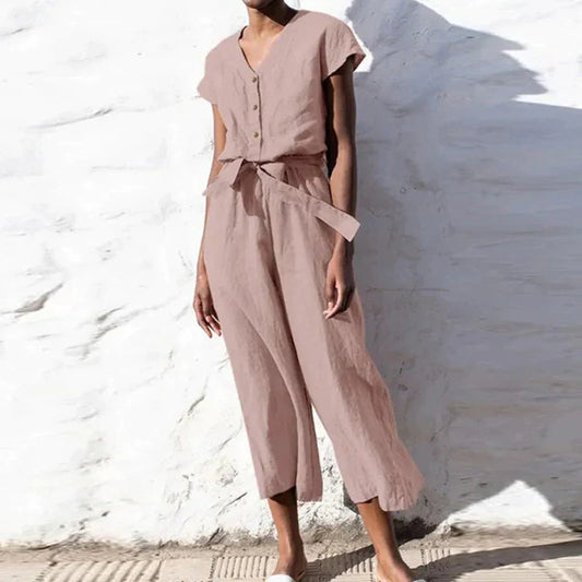 EVA - Vintage ensfarvet jumpsuit til kvinder