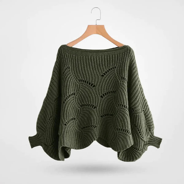 Emma - Strikket sweater med flagermusvinge