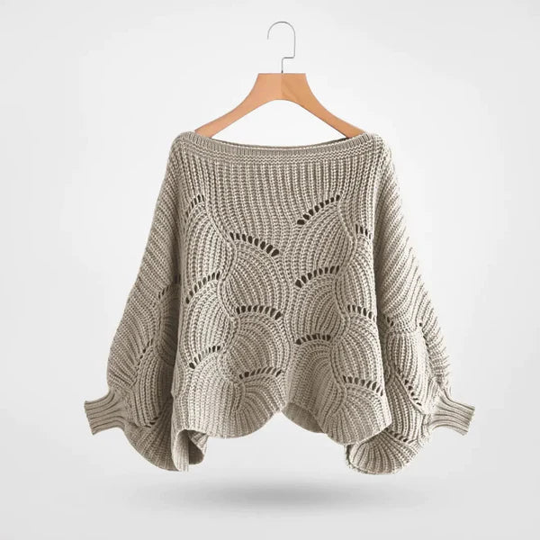 Emma - Strikket sweater med flagermusvinge