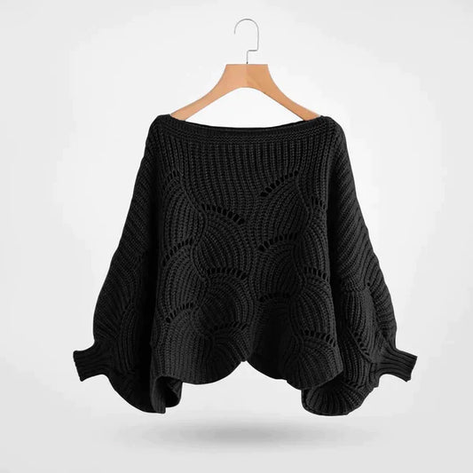 Emma - Strikket sweater med flagermusvinge