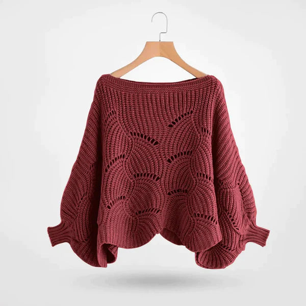 Emma - Strikket sweater med flagermusvinge