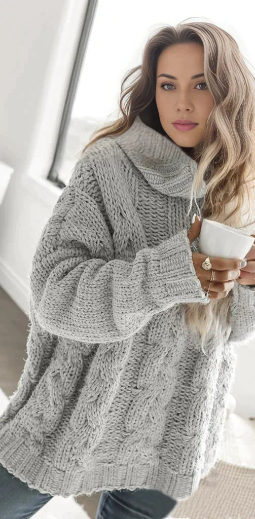 Betty - Oversized sweater med høj halsudskæring