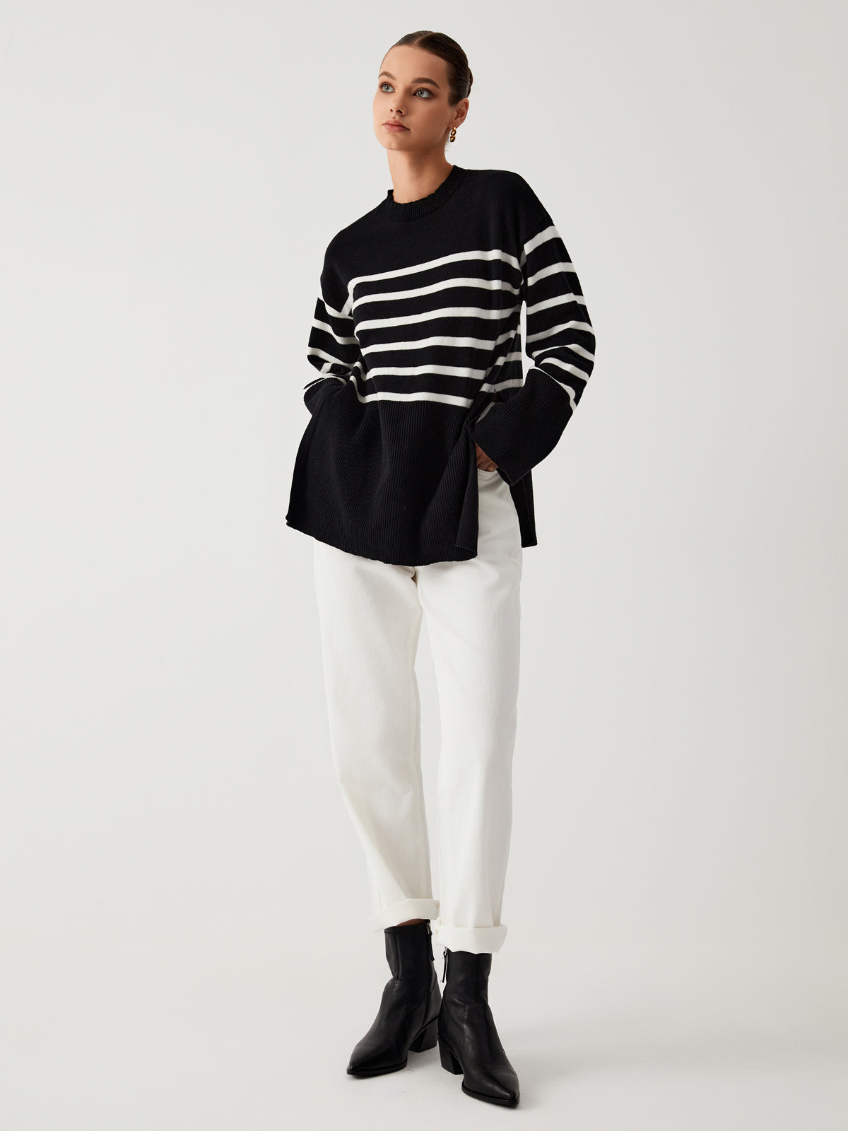 Gilda - Oversized sweater med striber