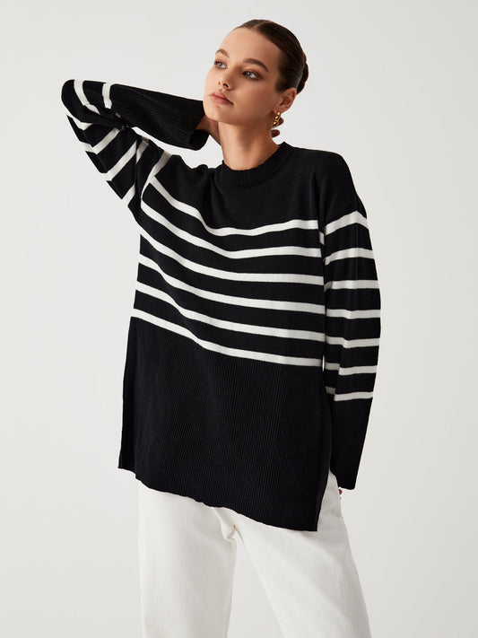 Gilda - Oversized sweater med striber