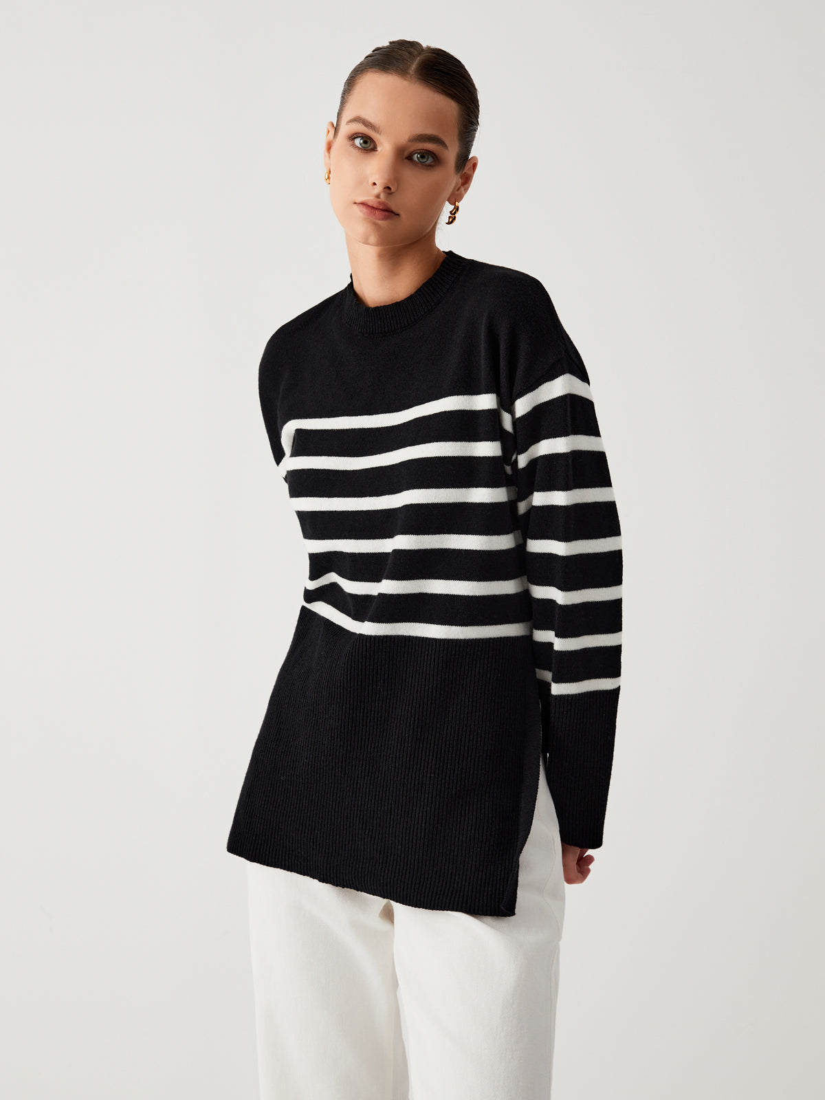 Gilda - Oversized sweater med striber