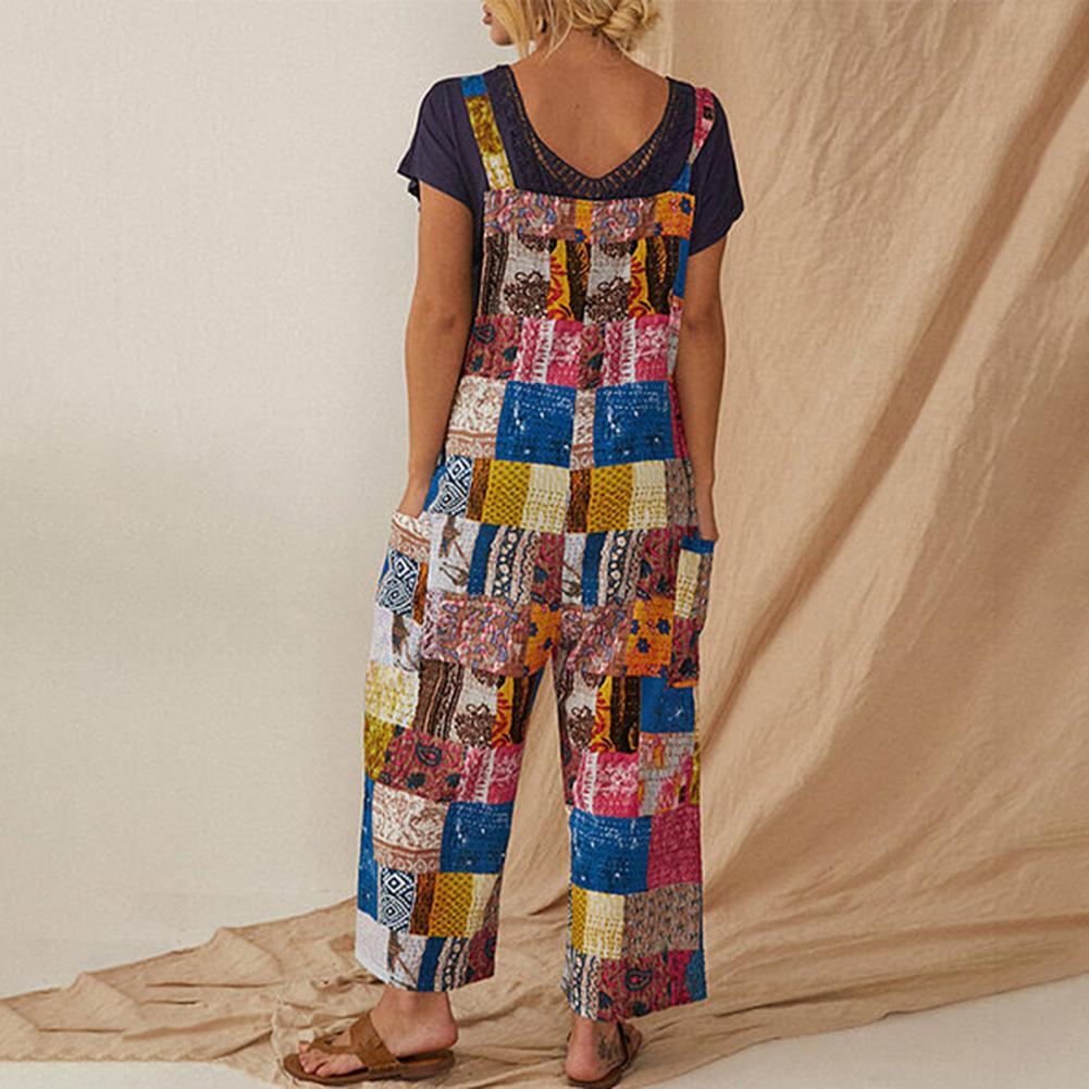 CLAIRE - Jumpsuit med vide ben og vintageprint