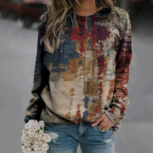 Frieda - Sweater med abstrakt print